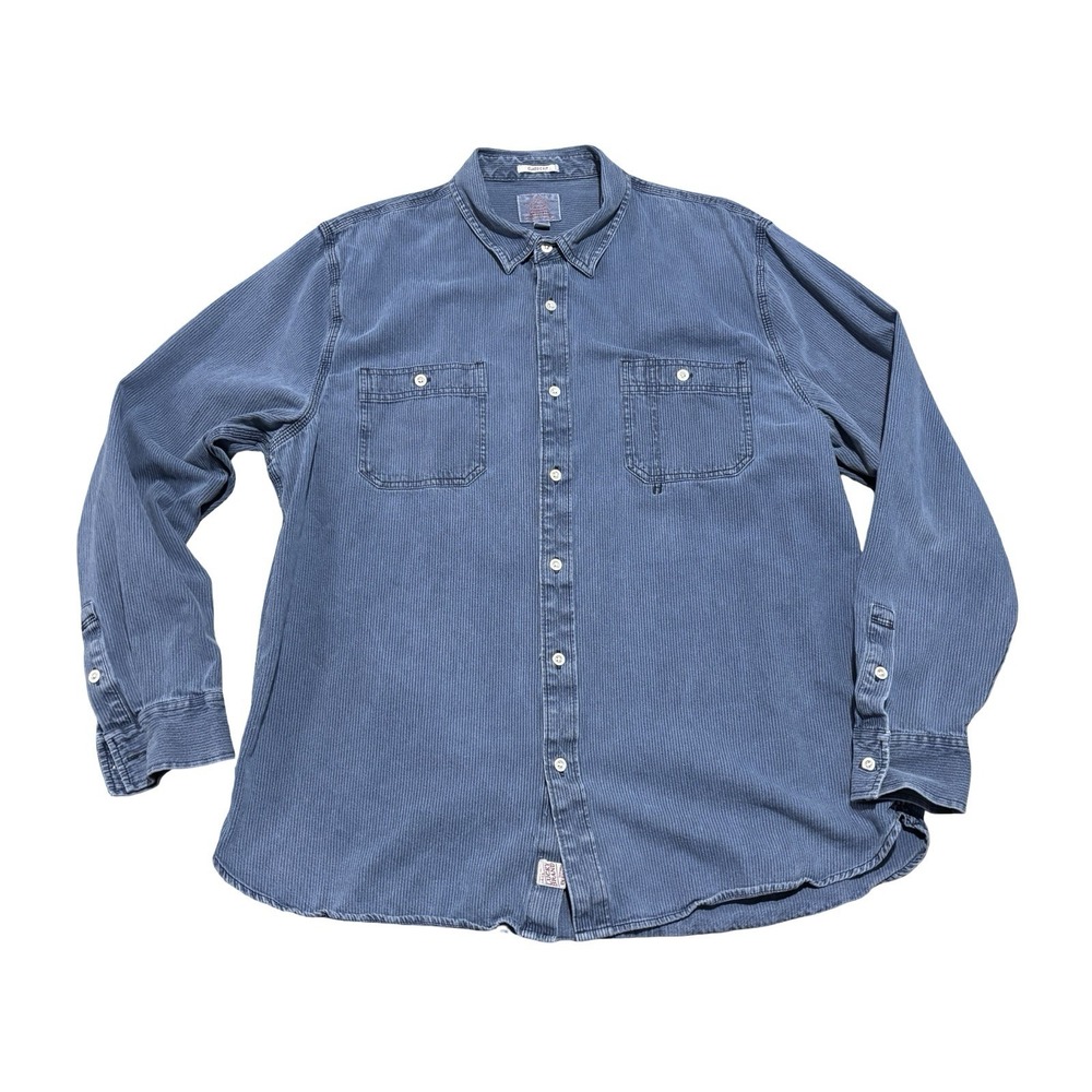 Lucky Brand Men's Striped Button Down Denim Workshirt Blue Size XL 23x30